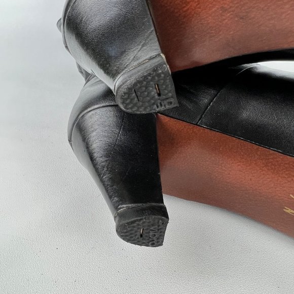 Joyce Vintage Womens Narrow Black Leather Tall Heeled Boots Vtg 80s size 7N - Picture 14 of 16